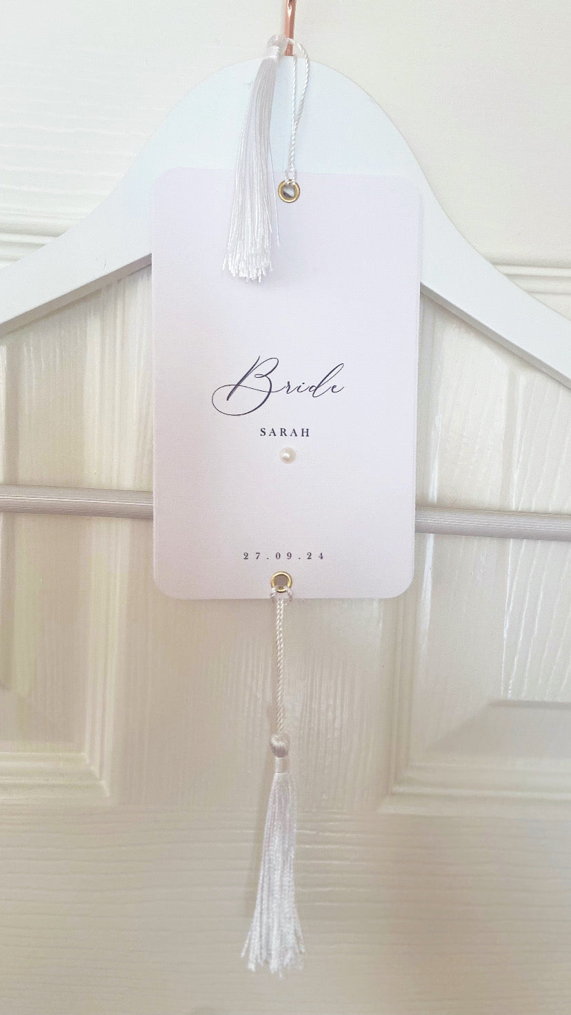 Wedding Day Hanger Tag with Pearl Detail