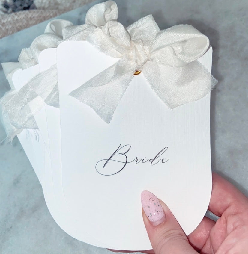 Wedding Arched Place Name Card with Ribbon Bow