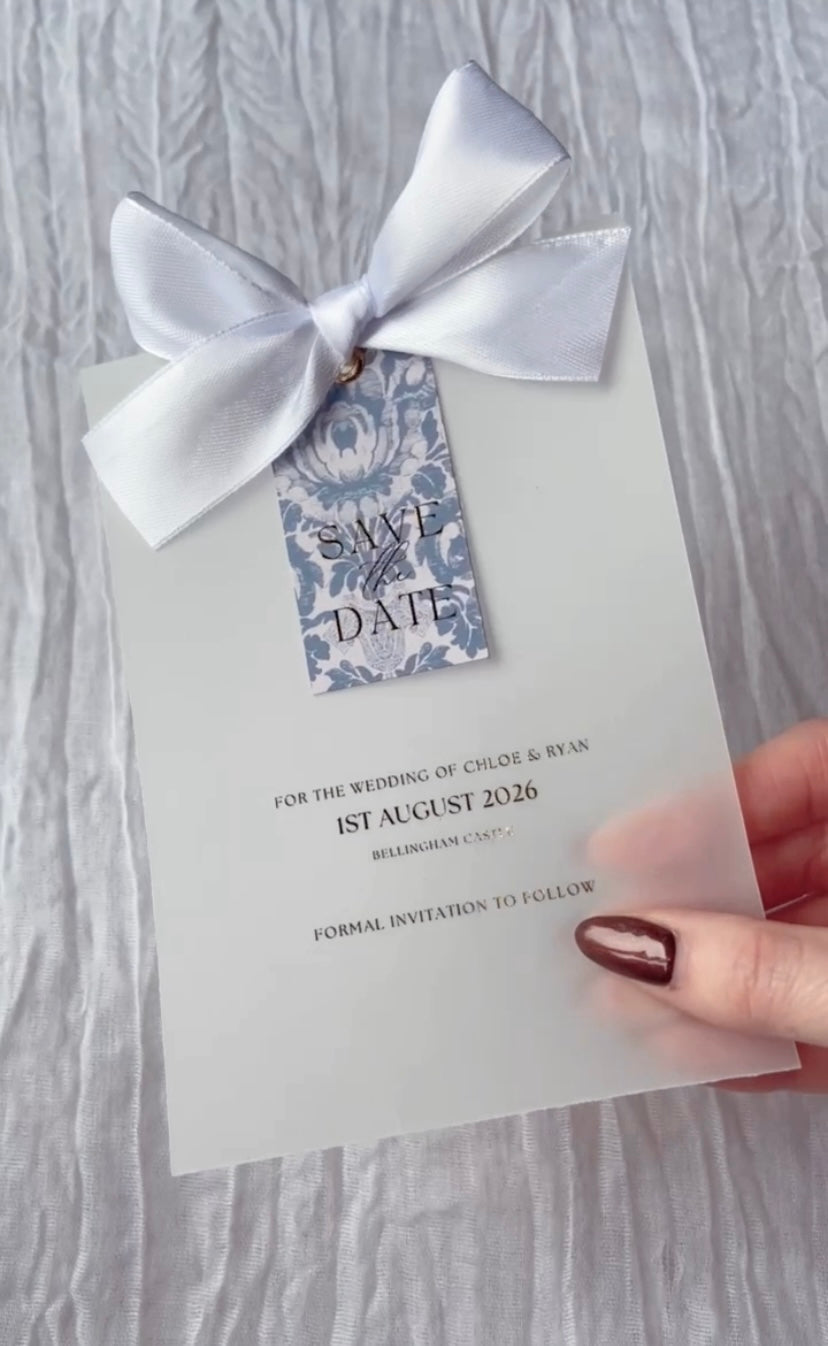 Wedding Save The Date with Tag & Bow