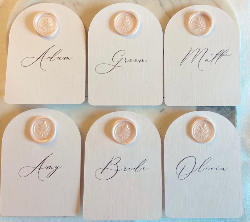 Wedding Arched Place Name Card with Wax Seal
