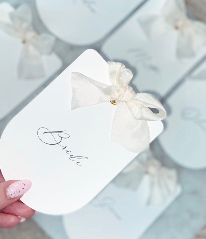 Wedding Arched Place Name Card with Ribbon Bow