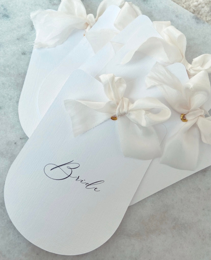 Wedding Arched Place Name Card with Ribbon Bow