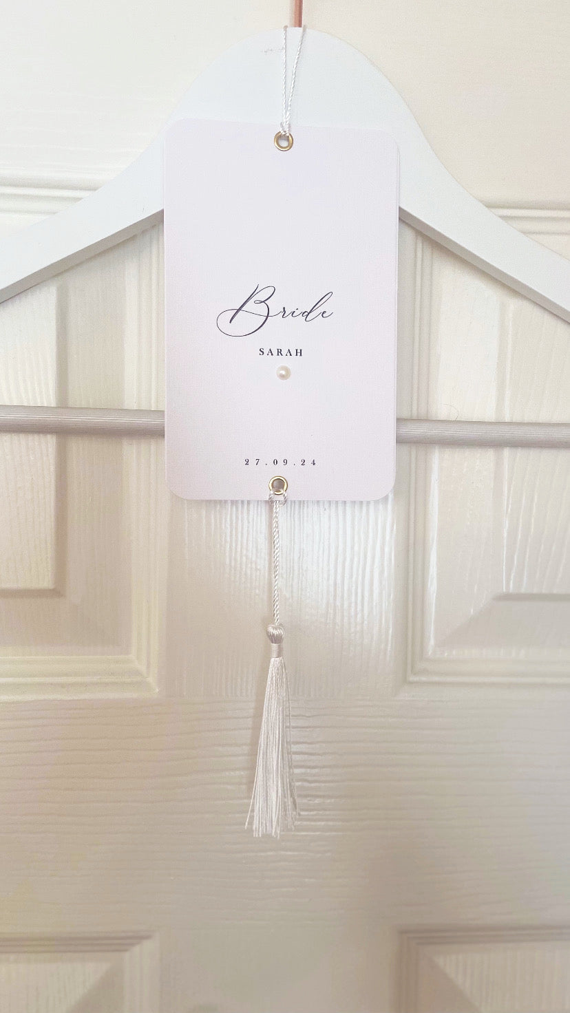 Wedding Day Hanger Tag with Pearl Detail