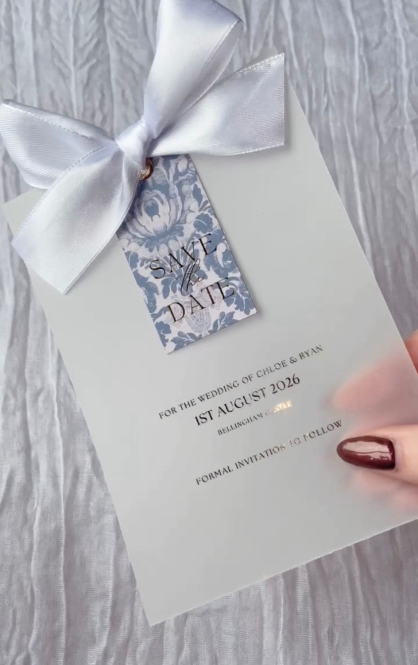 Wedding Save The Date with Tag & Bow