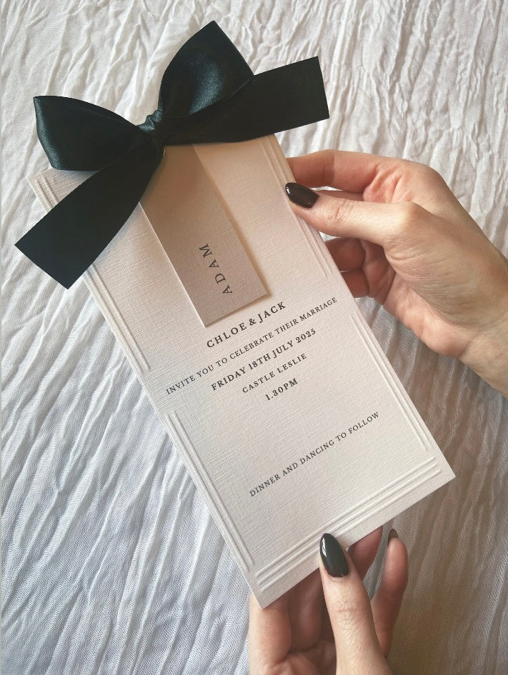 Wedding Invitation with Guest Name and Bow