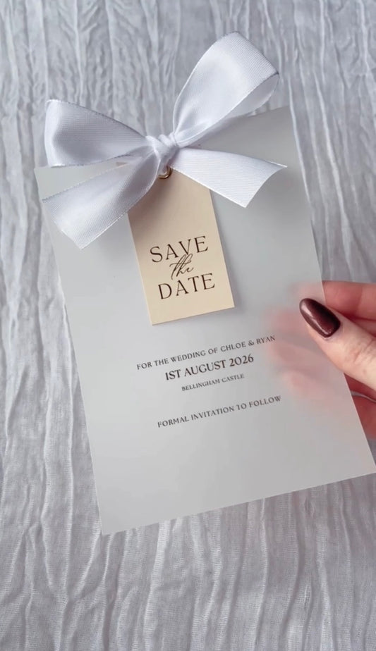 Wedding Save The Date with Tag & Bow