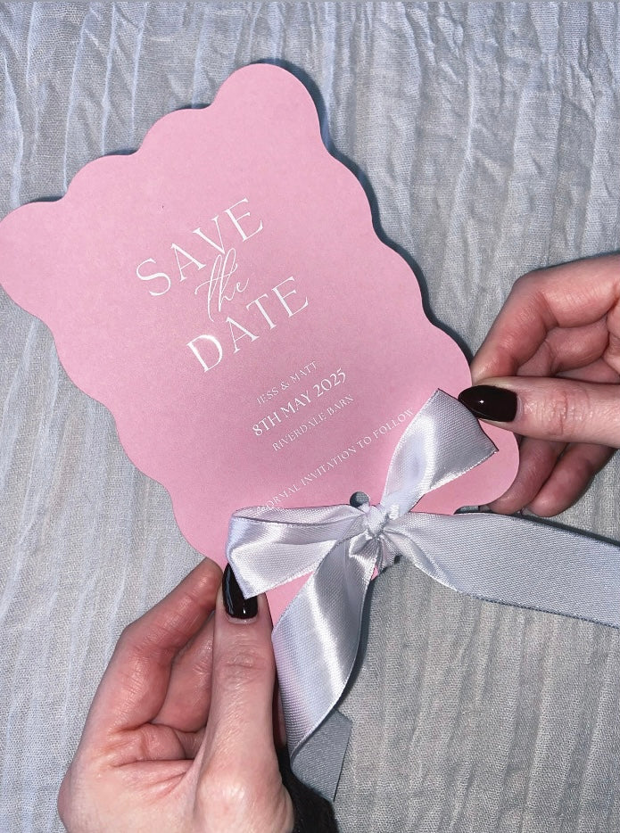 Wedding Wavy Save The Date with Bow