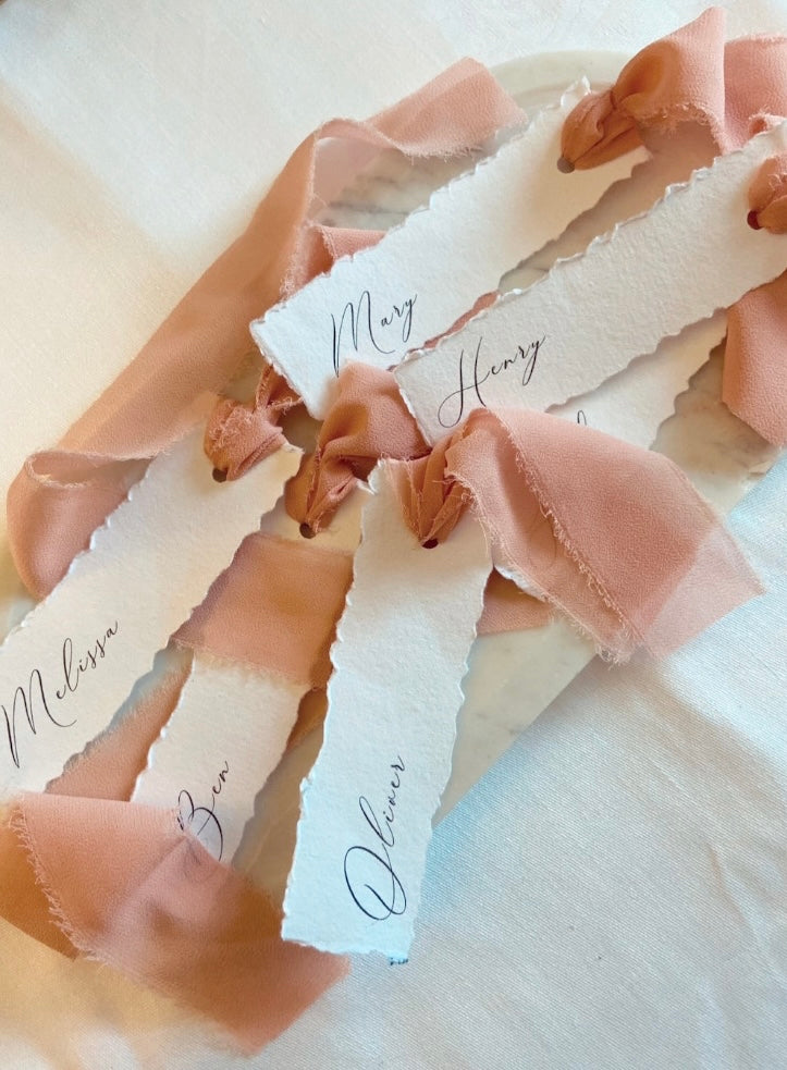 Wedding Place Name Cards with Ribbon Ties