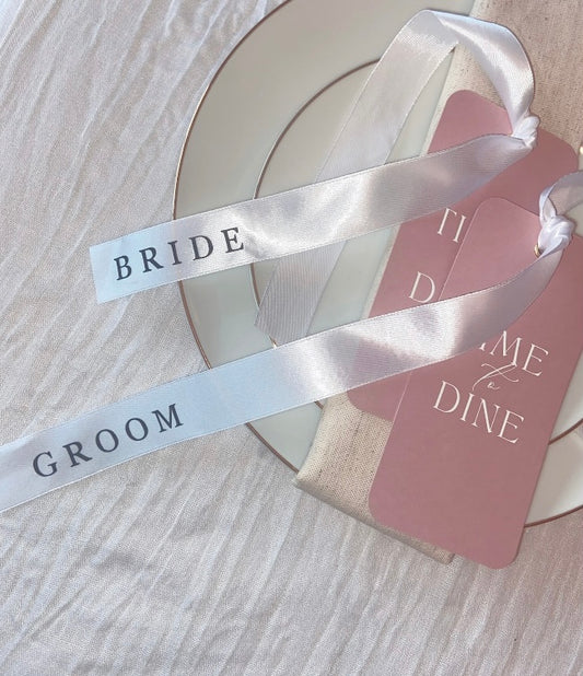 Wedding Place Card with Personalised Ribbon