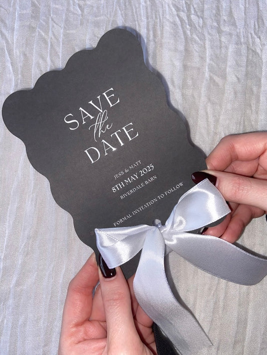 Wedding Wavy Save The Date with Bow