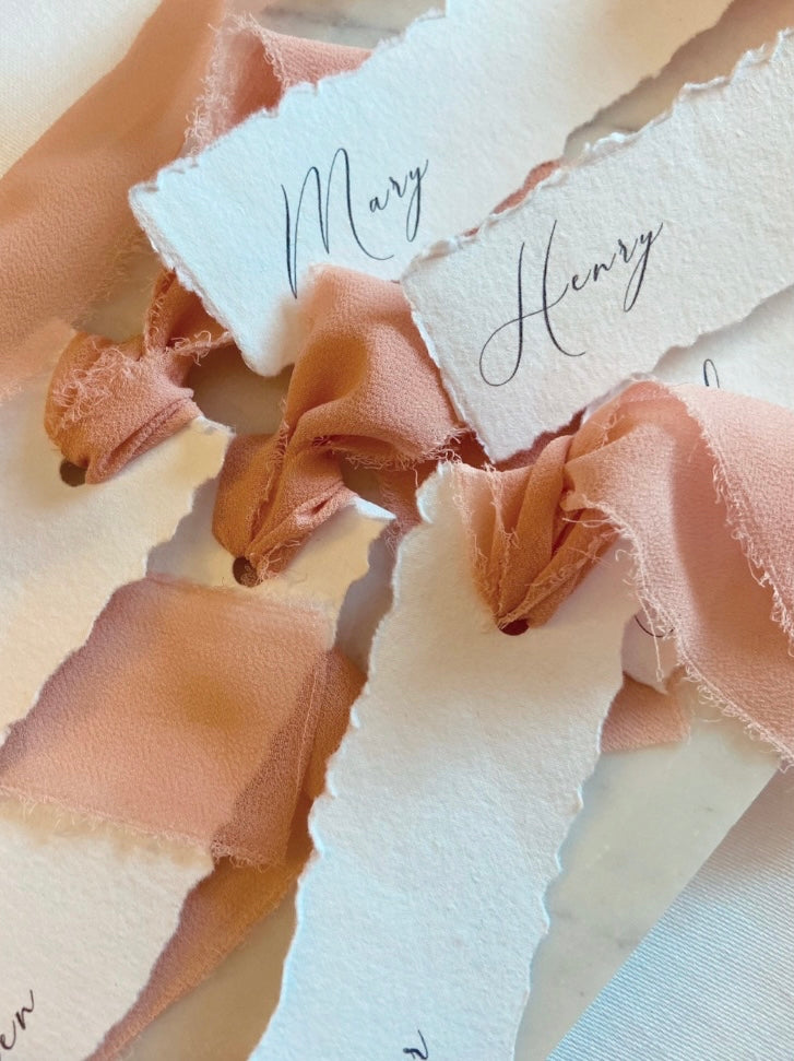Wedding Place Name Cards with Ribbon Ties