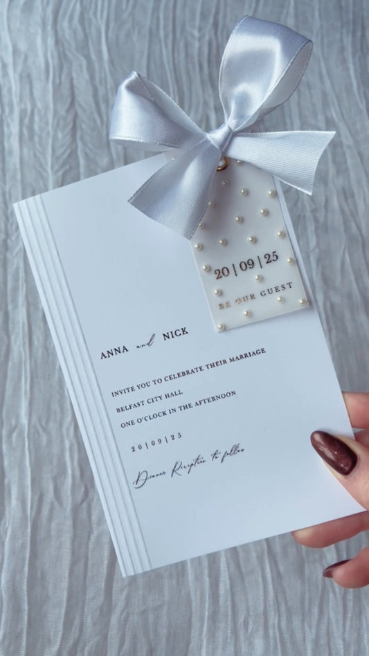 Wedding Pearl Tag Invitation