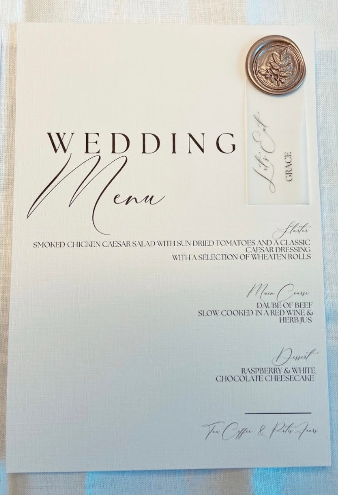 Wedding Menu with Place Name