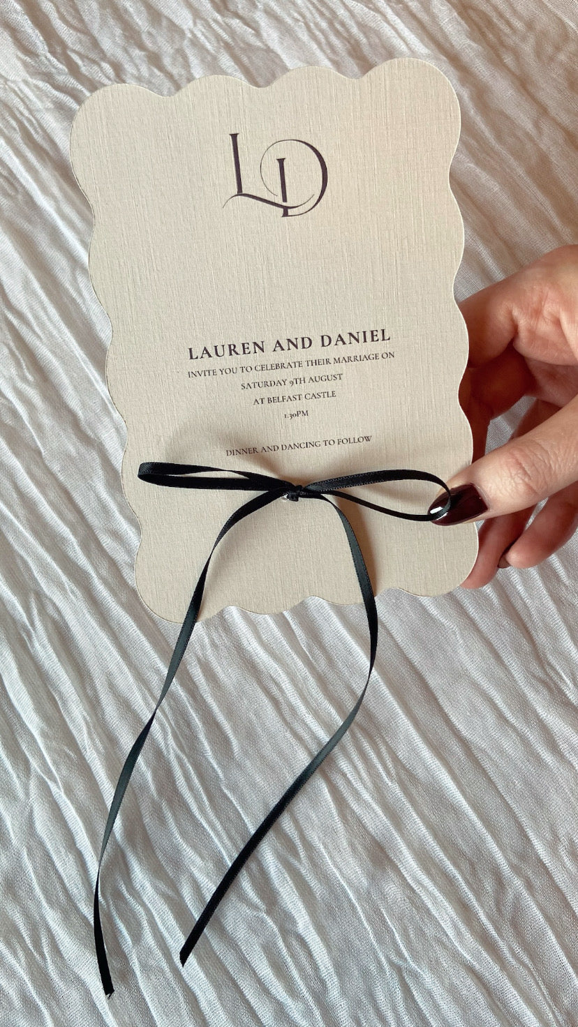 Wedding Wavy Invitation with Bow