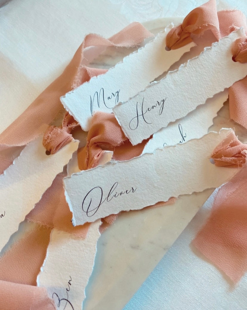 Wedding Place Name Cards with Ribbon Ties