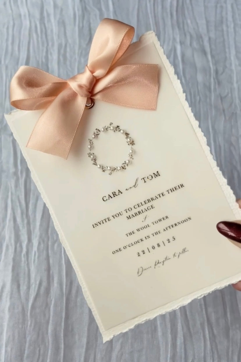 Wedding Pearl & Ribbon Invitation