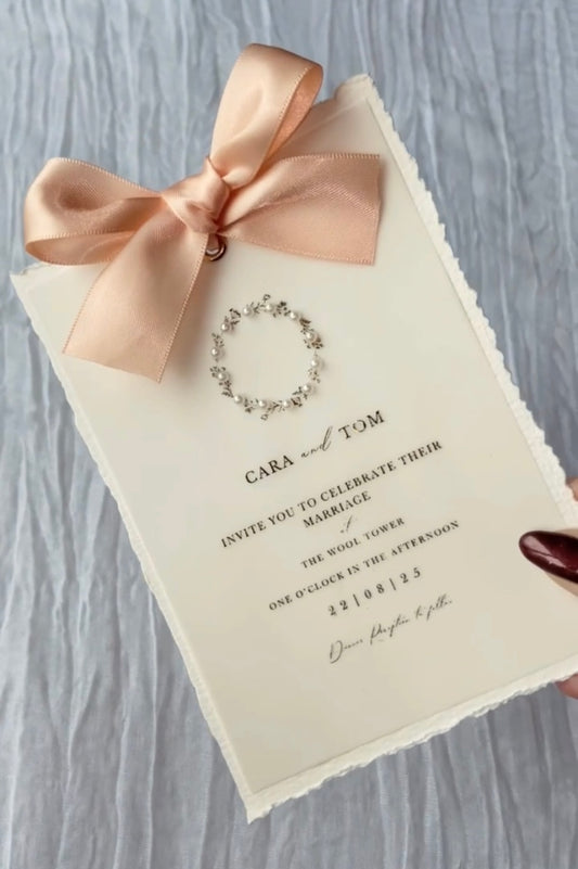 Wedding Pearl & Ribbon Invitation