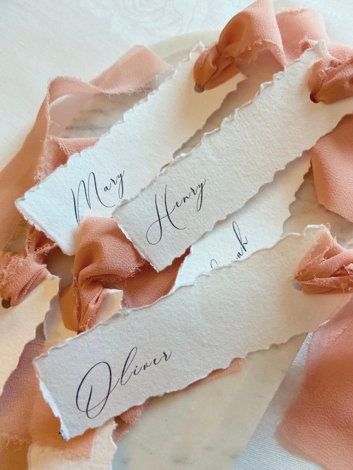 Wedding Place Name Cards with Ribbon Ties