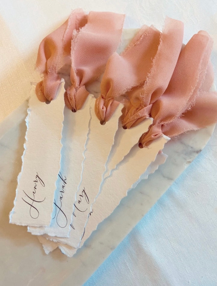 Wedding Place Name Cards with Ribbon Ties