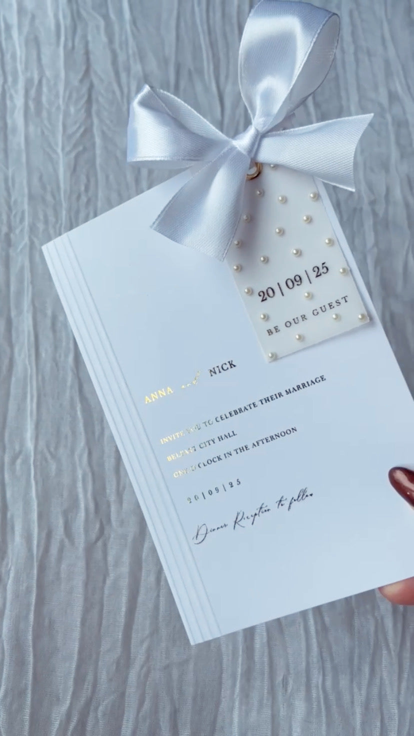 Wedding Pearl Tag Invitation