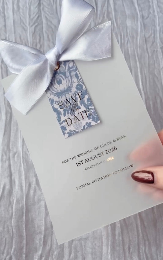 Wedding Save The Date with Tag & Bow