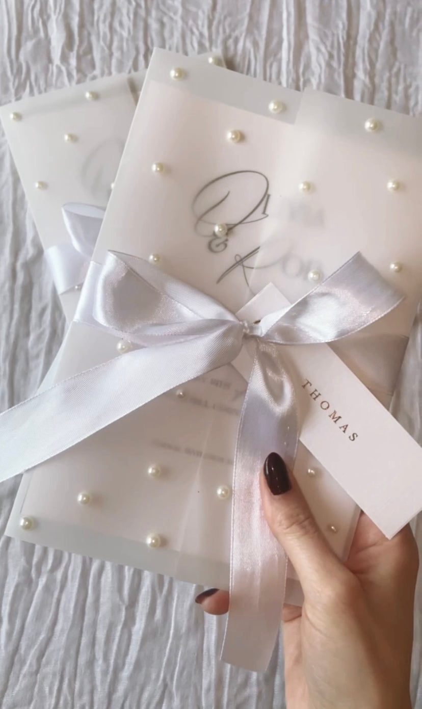 Wedding Invitation with Pearl Vellum Jacket