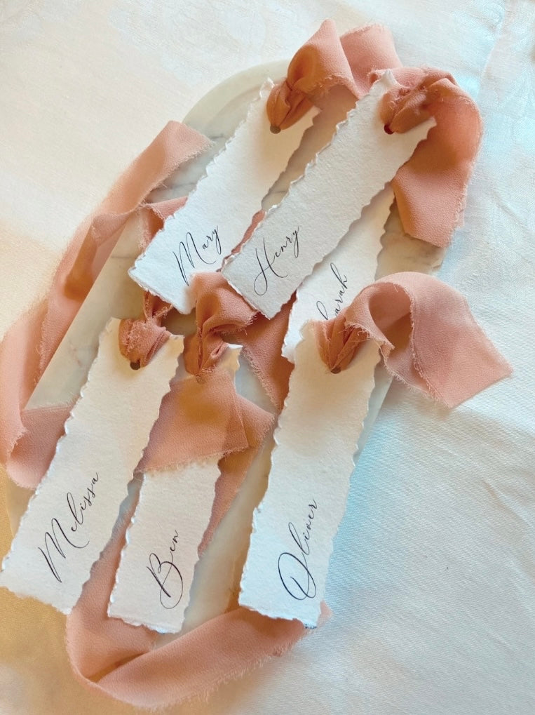Wedding Place Name Cards with Ribbon Ties