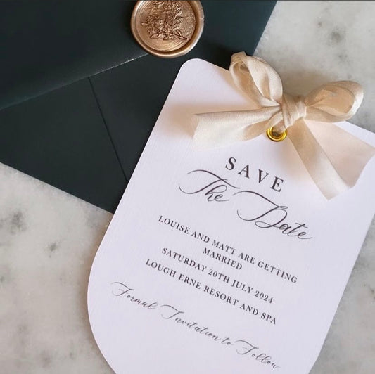 Wedding Arched Save The Date with Bow